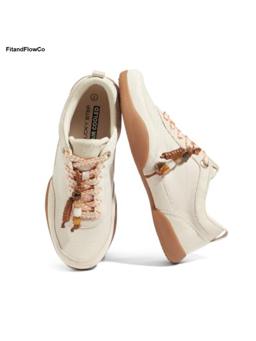 Retro Casual Fashion Sneakers Flats Tennis with Bead Charms Lace-Up